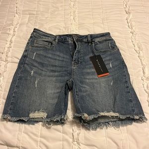 Risen Large Distressed Long Jean Shorts